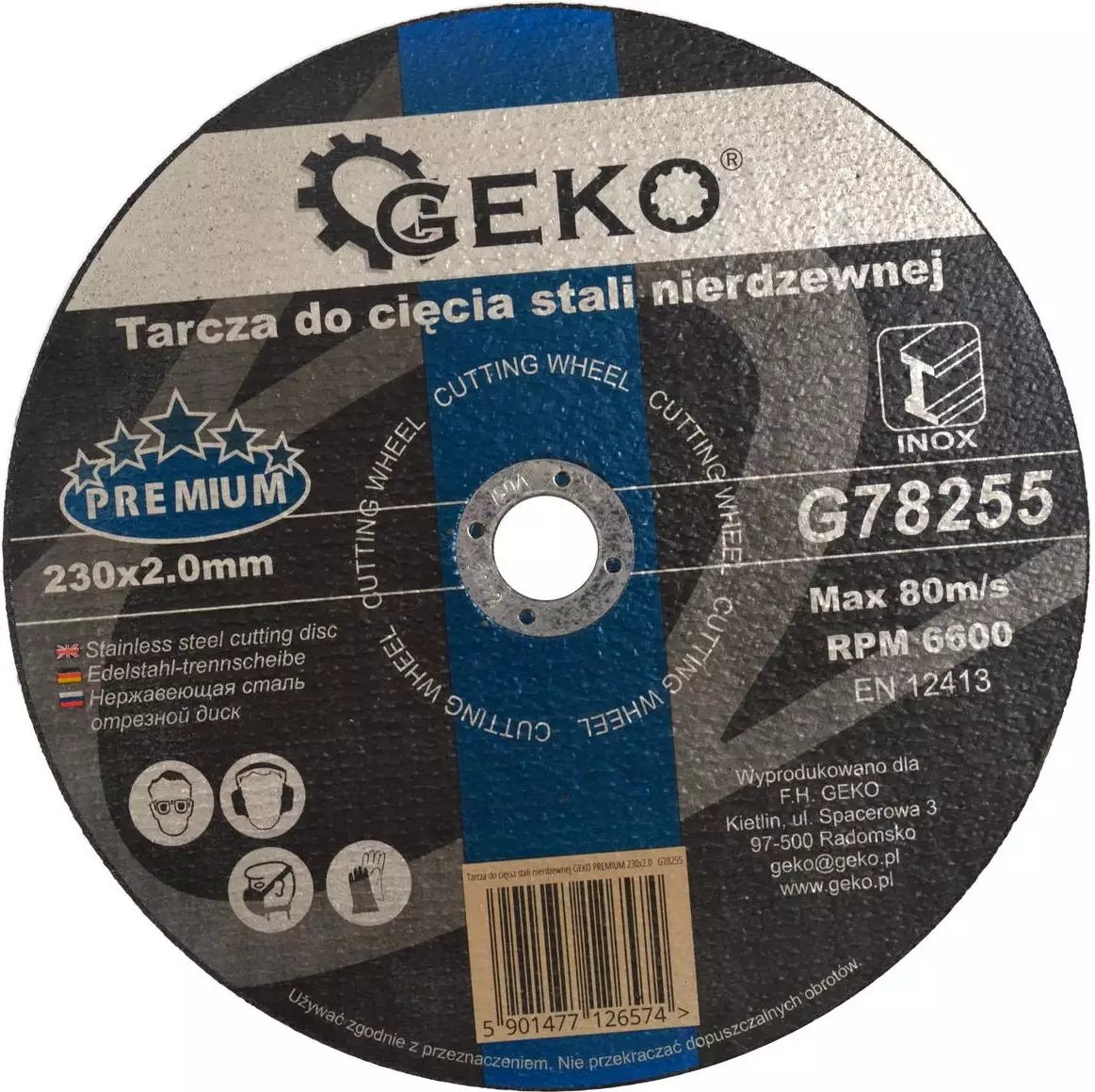 Geko tarcza do cięcia stali nierdzewnej PREMIUM 230x2.0 (G78255)