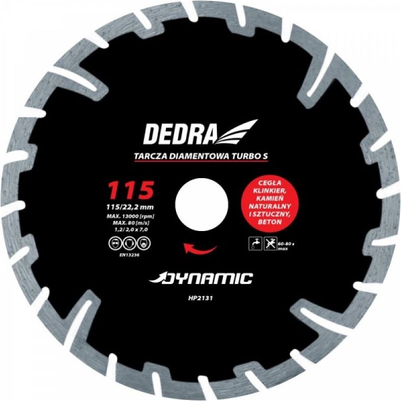 Dedra Tarcza diamentowa TURBO S dynamic 230mm 22.2mm (HP2136)