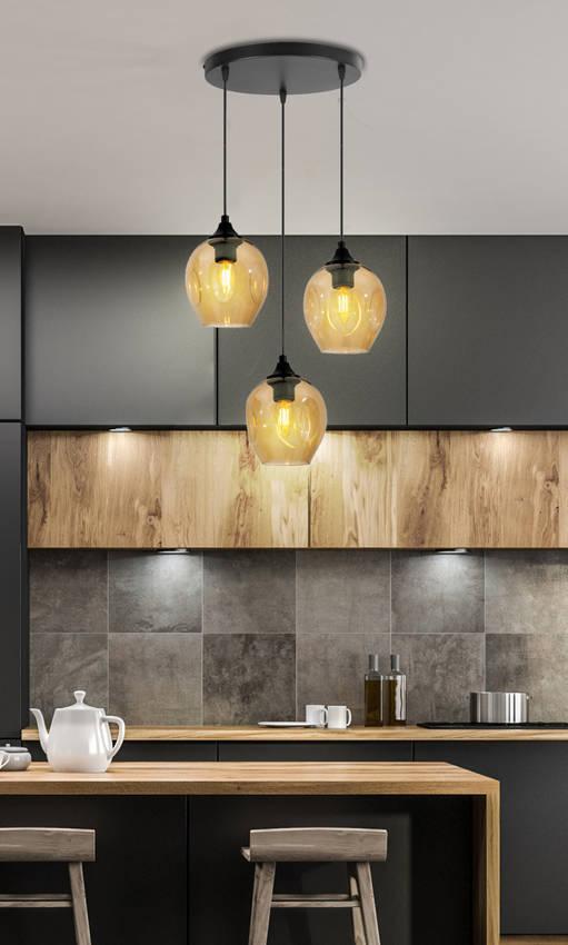 Lampa wisząca Candellux Lampa sufitowa czarno/brązowa talerz 3xE27 Aspa 33-00613