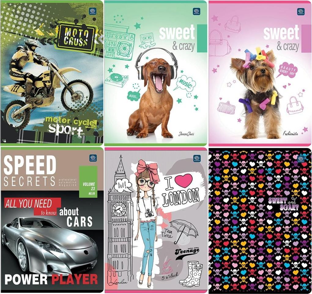 Interdruk Zeszyt A5/16K kolorowa kratka UV mix (20szt)