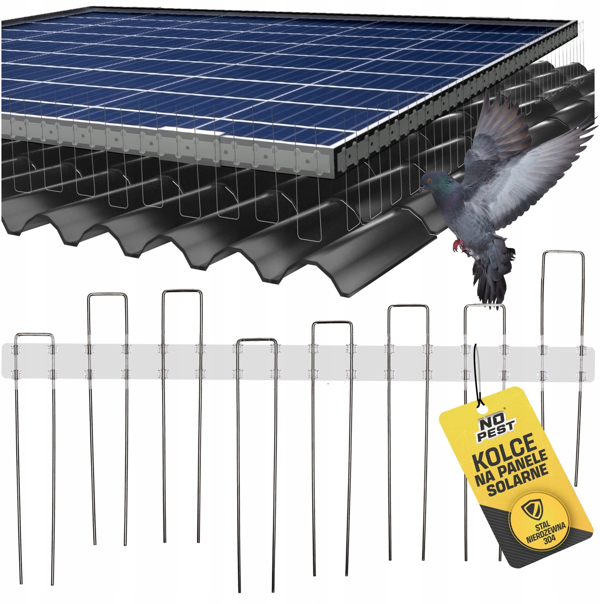 Kolce na Ptaki Gołębie Kuny na Panele Solarne Fotowoltaiczne 50cm ze Stali Nierdzewnej 304 w Kolorze Transparentnym