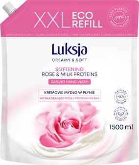 Luksja Luksja Creamy & Soft Kremowe mydło w płynie Róża i Proteiny mleka 1500 ml opakowanie uzupełniające
