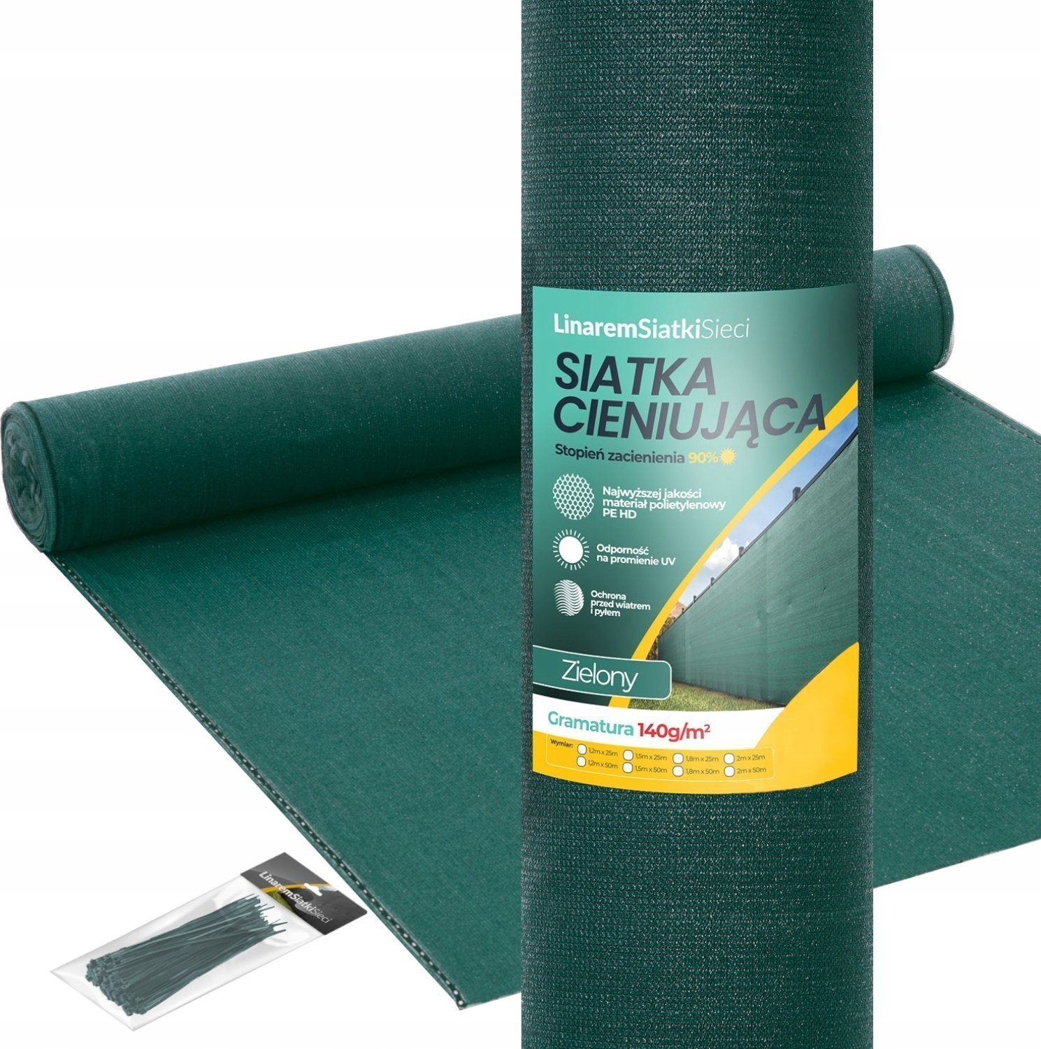 Linarem SiatkiSieci SIATKA CIENIUJĄCA LINAREM SIATKISIECI 140g/m2 W ROLCE 100cm x 50m