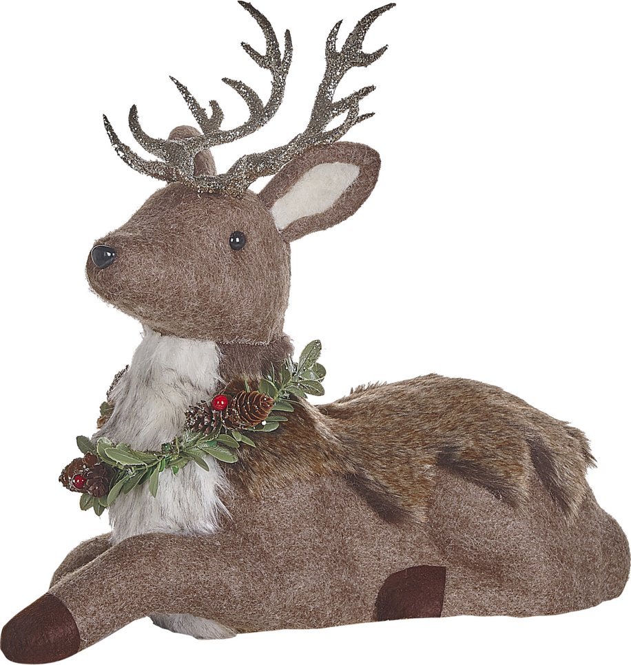 Dekoracja świąteczna Beliani Figura dekoracyjna renifer 38 cm brązowa TAPIO