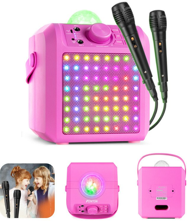 Głośnik Karaoke z półkulą LED mikrofony KAR55P Fenton różowy one size