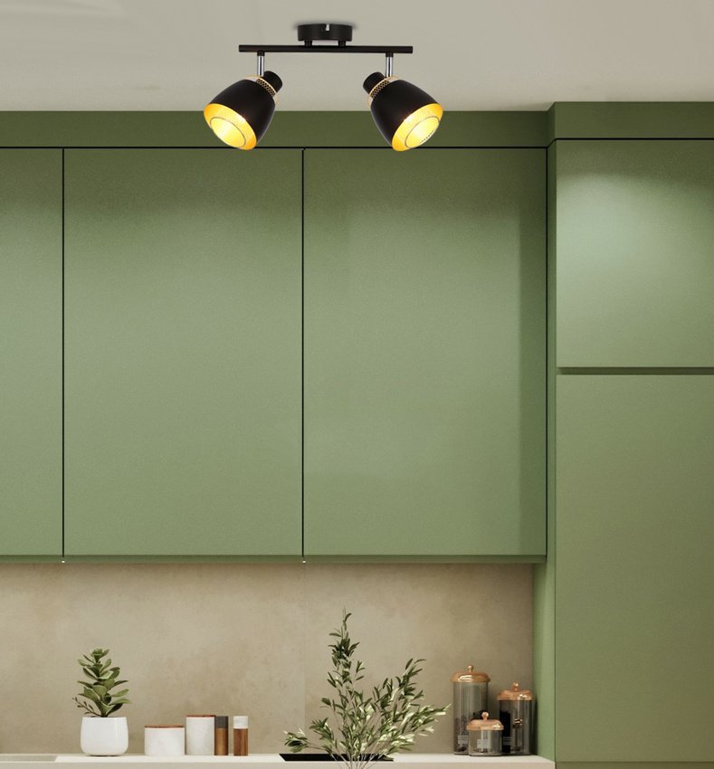 Lampa sufitowa Candellux Aleksandria lampa sufitowa listwa 2x40w klosz czarny+złoty