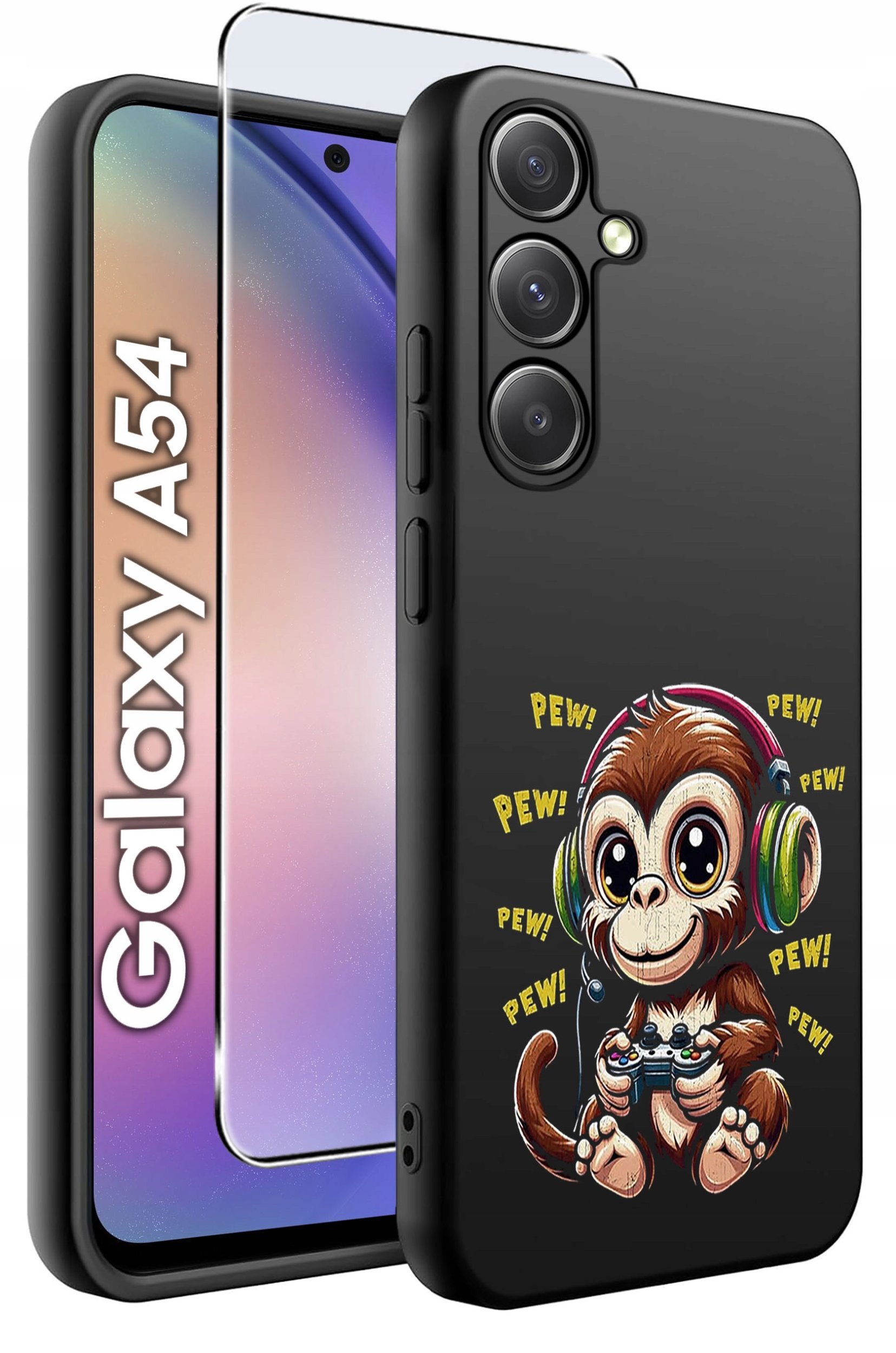 ETUI do Samsung A54 5G WZORY | SILIKONOWE MATT CASE + SZKŁO 9H