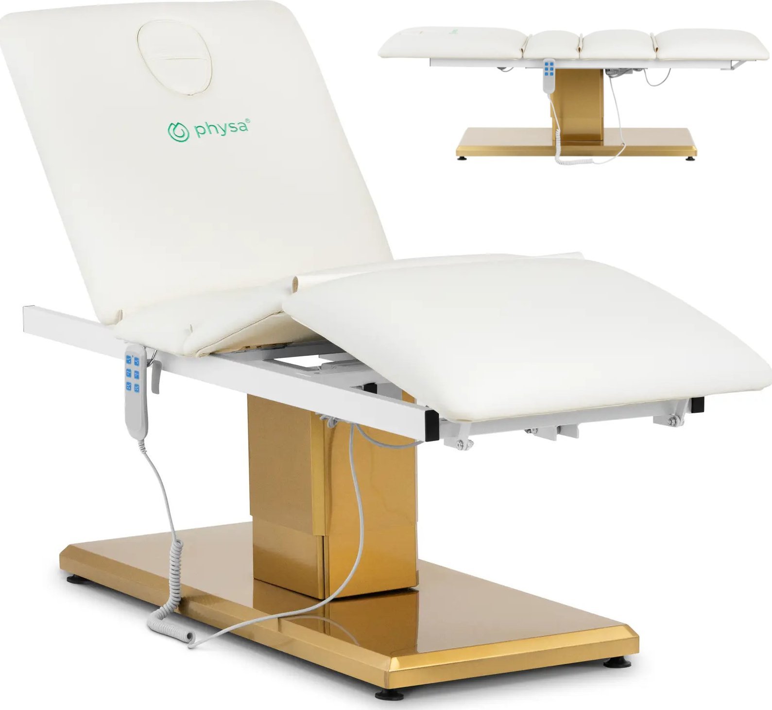 Physa Fotel kosmetyczny do masażu tatuażu SPA 150 kg VITERBO - biało złoty Fotel kosmetyczny do masażu tatuażu SPA 150 kg VITERBO - biało złoty
