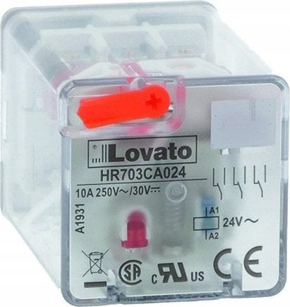 Lovato Electric Przekaźnik przemysłowy ze wskaźnikiem LED i przyciskiem mechanicznym, sterowanie 230VAC, 3C/O, 10A, do gniazd 11 pinowych HR7XS2