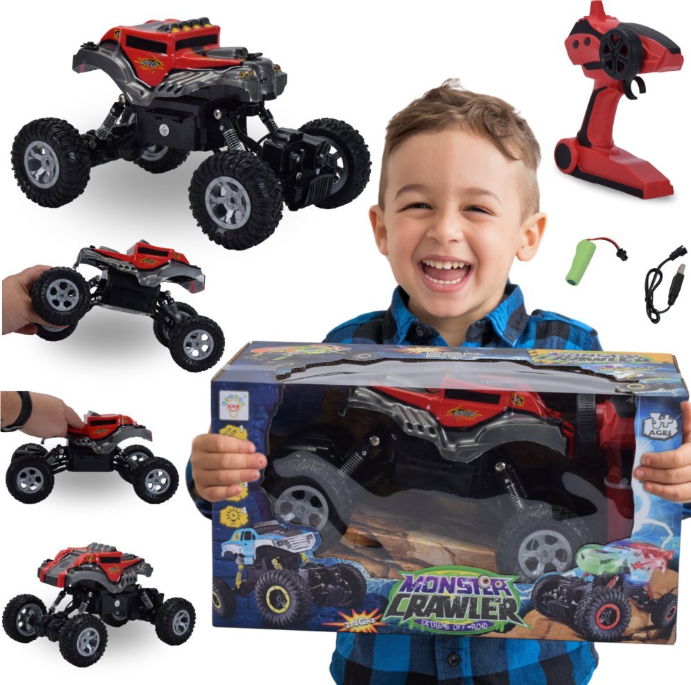 Skleplolki Auto Zdalnie Sterowane Na Pilota Samochód Terenowy Akumulator 4x4 Czerwony