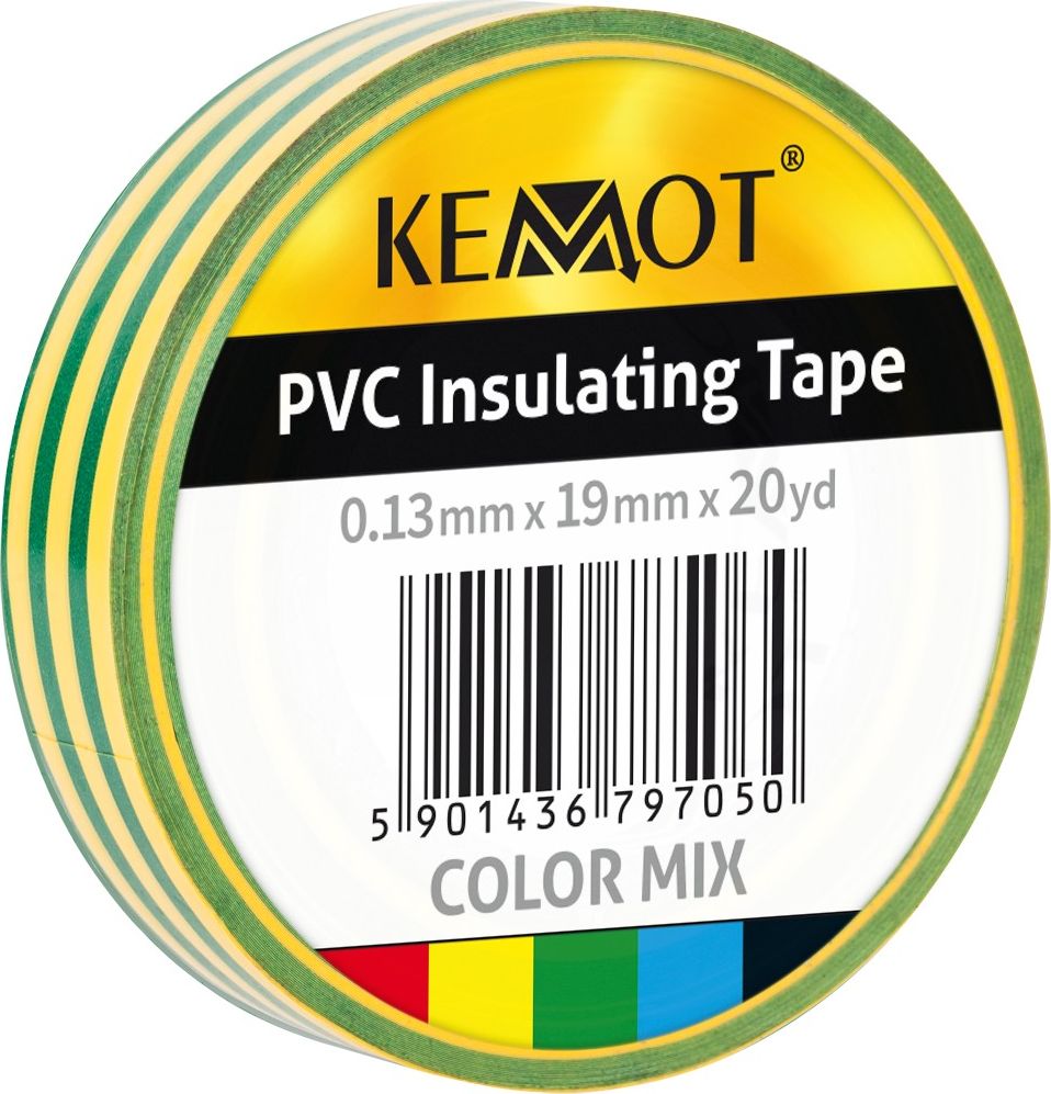 Rebel Taśma izolacyjna klejąca REBEL (0,13 mm x 19 mm x 20 yd) żółto-zielona