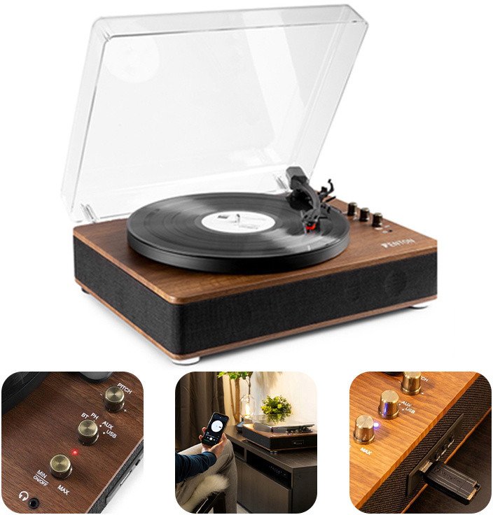 Gramofon RP162 Fenton głośniki BT konwersja brązowy one size