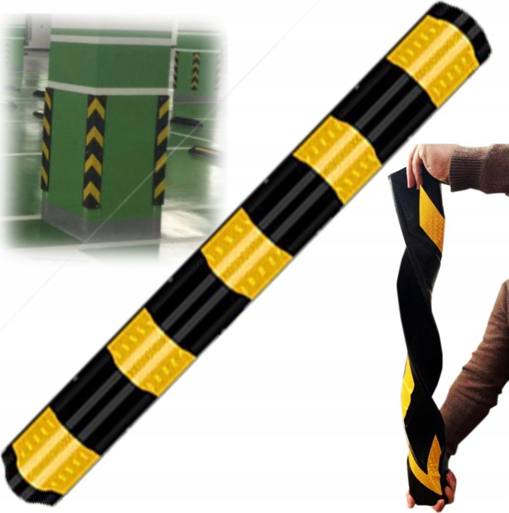 NAROŻNIK OCHRONNY 100 CM PARKINGOWY KRAWĘDŹ ODBOJNIK ODBLASK GUMOWY ŻÓŁTY