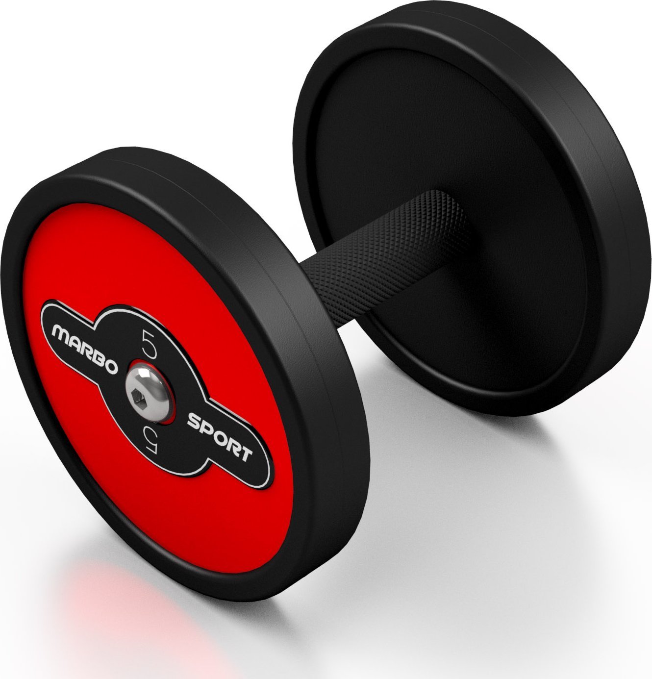 Hantla stalowa gumowana 5 kg czerwony połysk - Marbo Sport