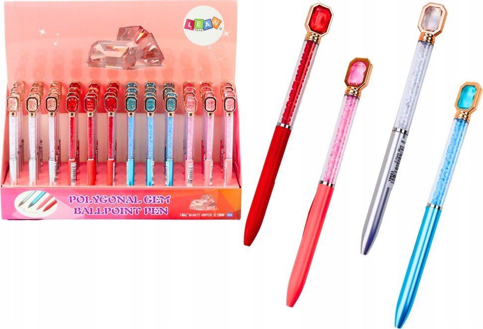LeanToys Długopis Z Kryształem Diamenciki Niebieski Wkład 0.7mm Mix