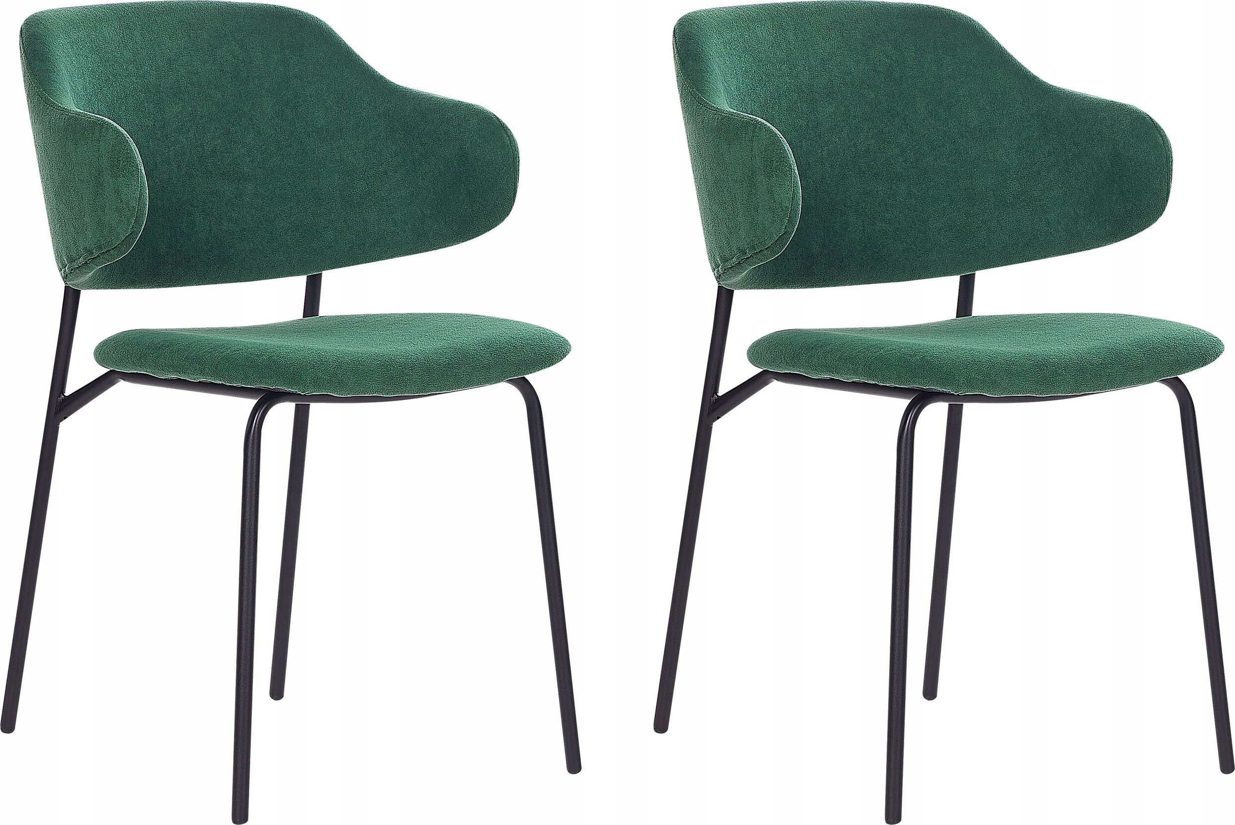 Beliani Tkanina Krzesło do jadalni Zestaw 2 Ciemnozielony KENAI