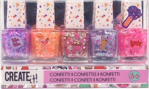 ZESTAW 5 LAKIERÓW DO PAZNOKCI CONFETTI CREATE IT! standard
