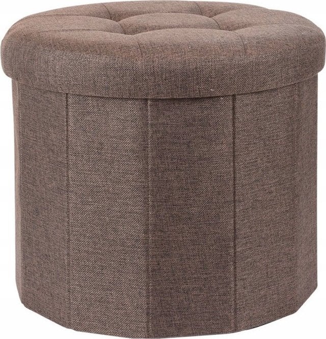 Home Styling Collection Pufa z pikownym siedziskiem OTTOMAN, Ø 45 x 39 cm, kolor brązowy