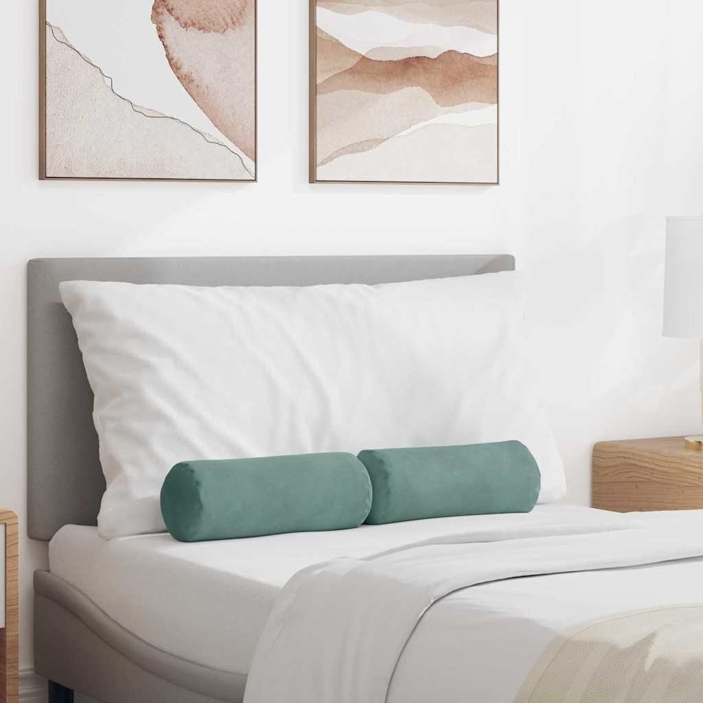 vidaXL Poduszki Wałkowe 2 pcs Zielony morski 15 x 40 cm