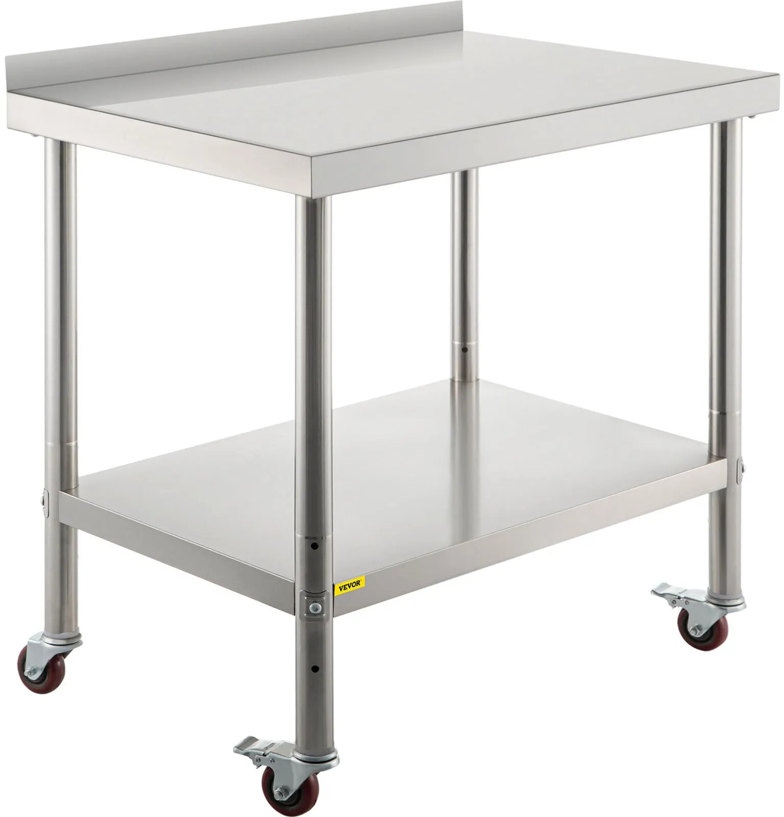 Stół roboczy ze stali nierdzewnej z kółkami i półką do kuchni i restauracji