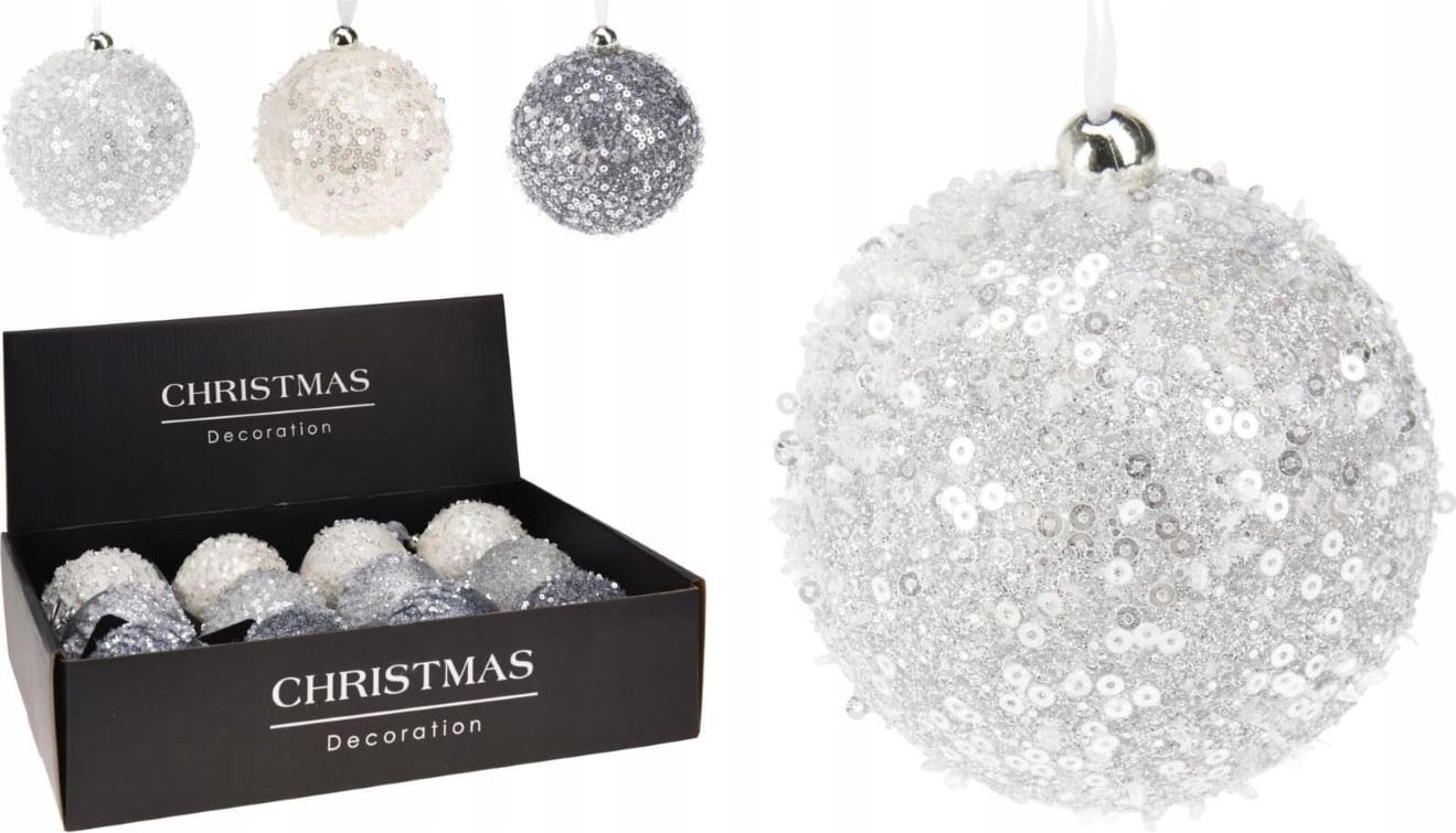 Koopman Bombka choinkowa cekinowa 8cm świąteczna