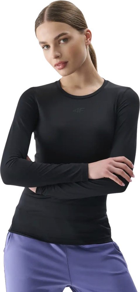 Koszulka damska 4F Longsleeve FNK F324 głęboka czerń 4FRSS25TFLOF324 20S S