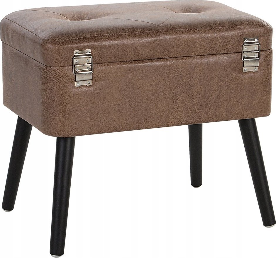 Beliani Stołek ze schowkiem ekoskóra brązowy MALLARD