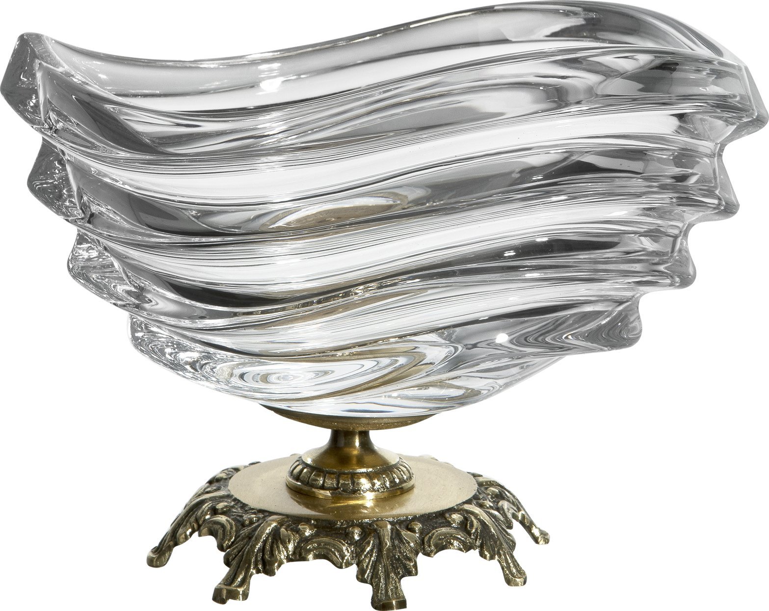 Art-Pol Salaterka szklana na stopie z mosiądzu 104304