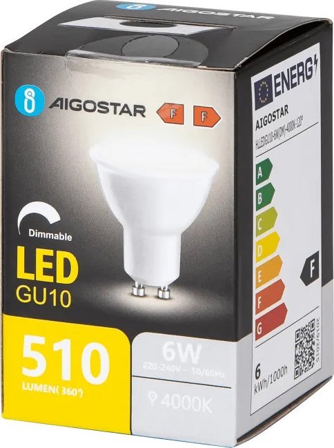 Aigostar Żarówka LED GU10 6W 4000K z możliwością ściemniania Żarówka LED GU10 6W 4000K z możliwością ściemniania