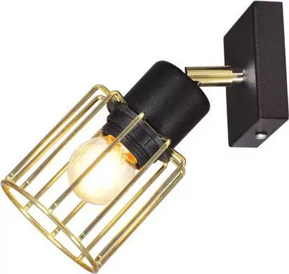 Kinkiet Lumes Czarno-złoty loftowy kinkiet druciany - S578-Andera