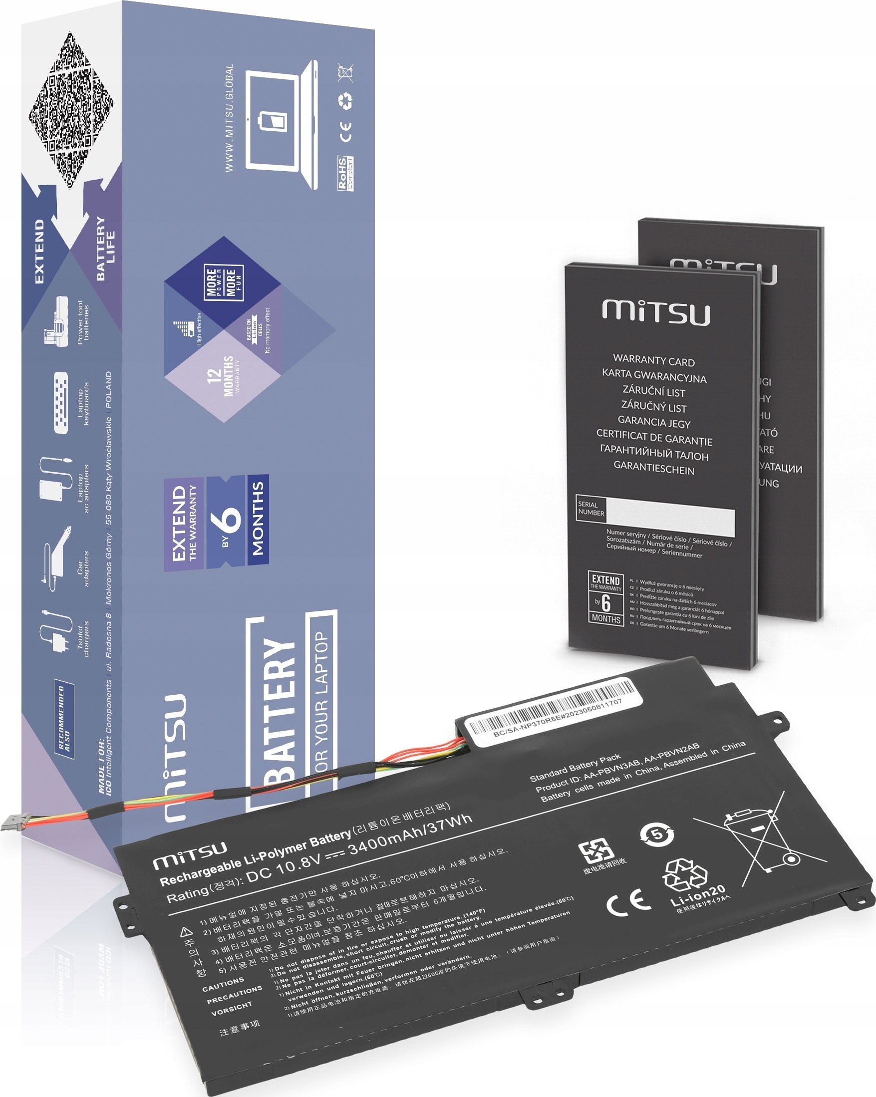 Bateria Mitsu Bateria AA-PBVN3AB do Samsung NP370R5E NP470R5E