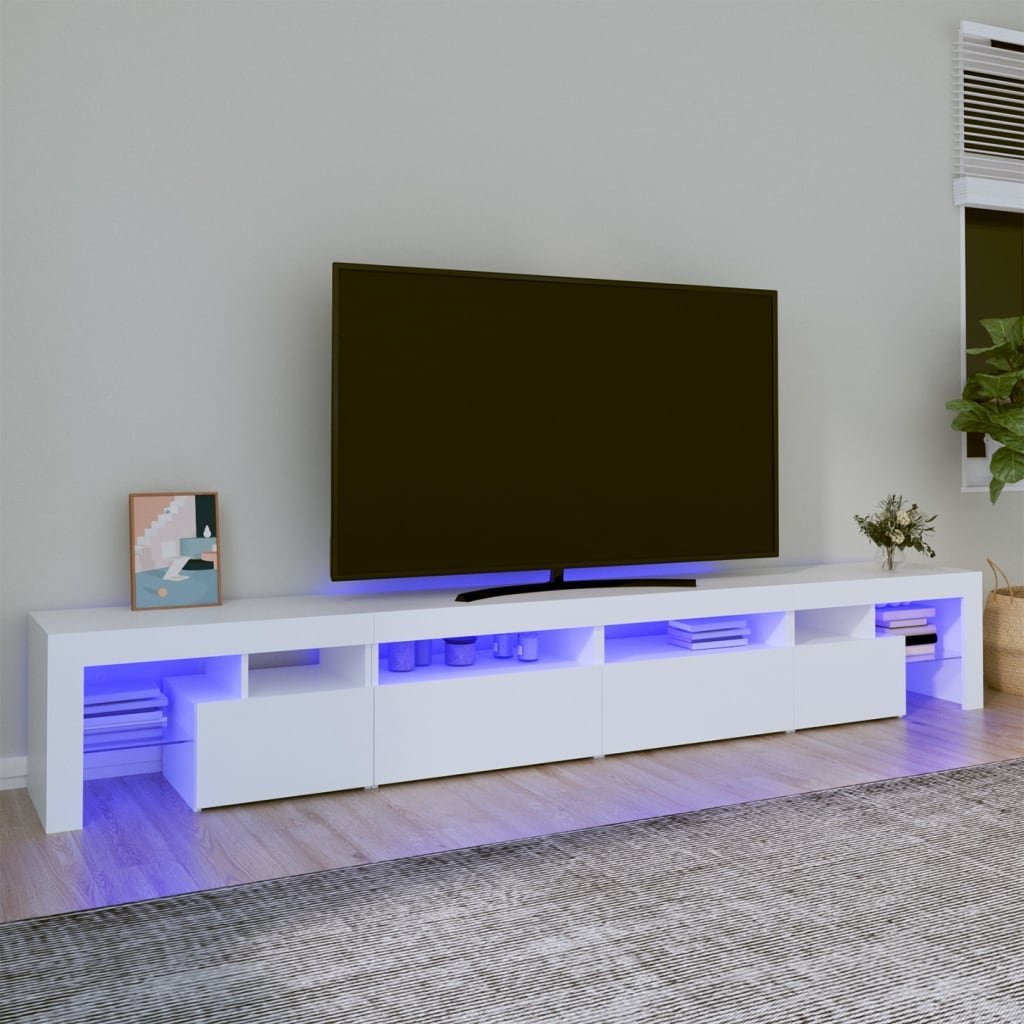 vidaXL Szafka pod TV z oświetleniem LED, biała 280x36,5x40 cm