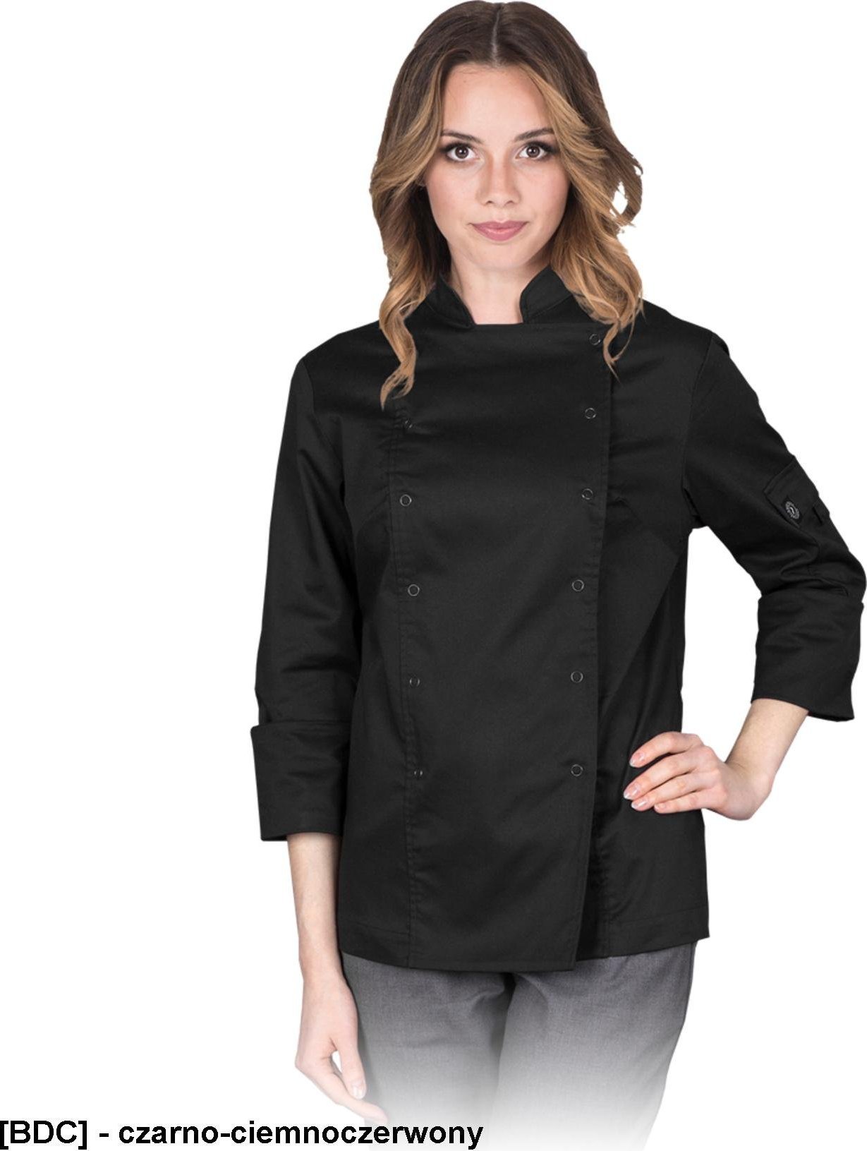 R.E.I.S. VOLTA-L - damska bluza kucharska z długim rękawem, 100% bawełna 210 g/m, zapięcie 12 zatrzasków, stójka 2XL