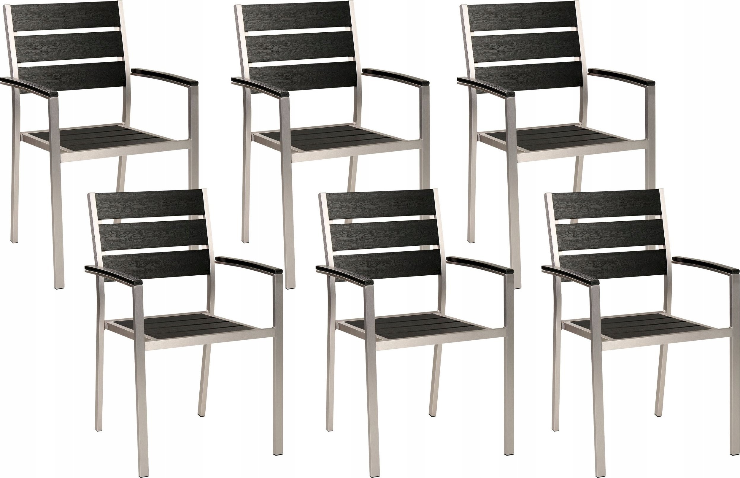 Beliani Krzesło ogrodowe Zestaw 6 MDF Czarno-srebrny VERNIO