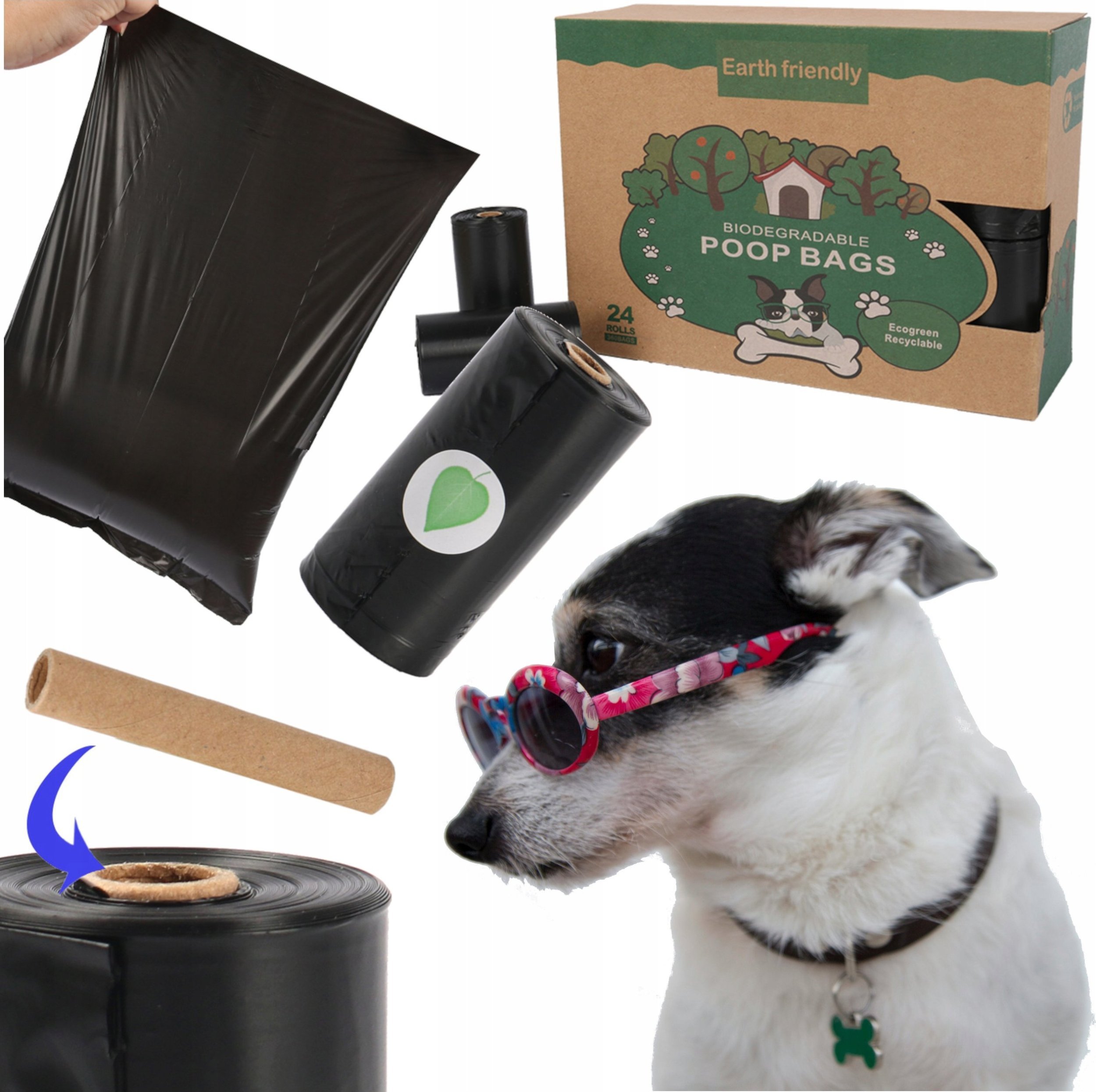 Woreczki na psie odchody 360 sztuk 24 rolki czarne biodegradowalne