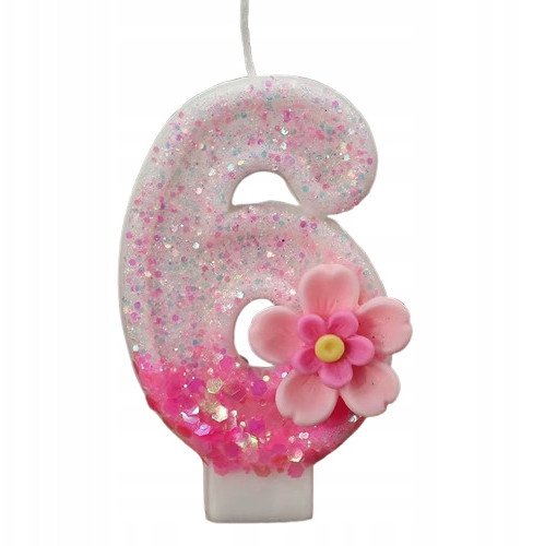 Świeczka Urodzinowa Na Tort / KWIATUSZEK / Świeczki na Urodziny / CYFRA 6