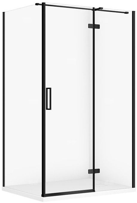 SET C578 KABINA CITY PRAWA CZARNA 120X90X195+TAKO SLIM BIAŁY MAT WIR