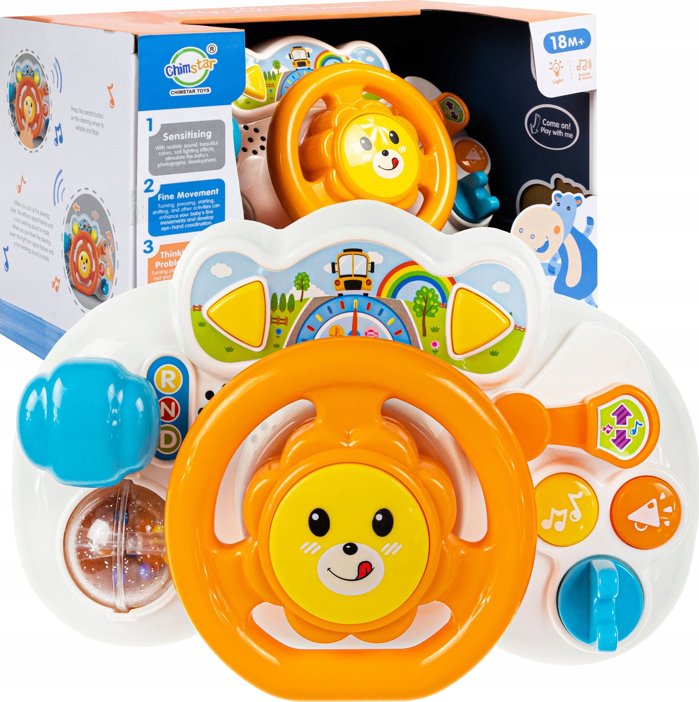 Edukacyjna Kierownica Dla Malucha Zabawka Na Baterie Dla Dzieci Dźwięk Led