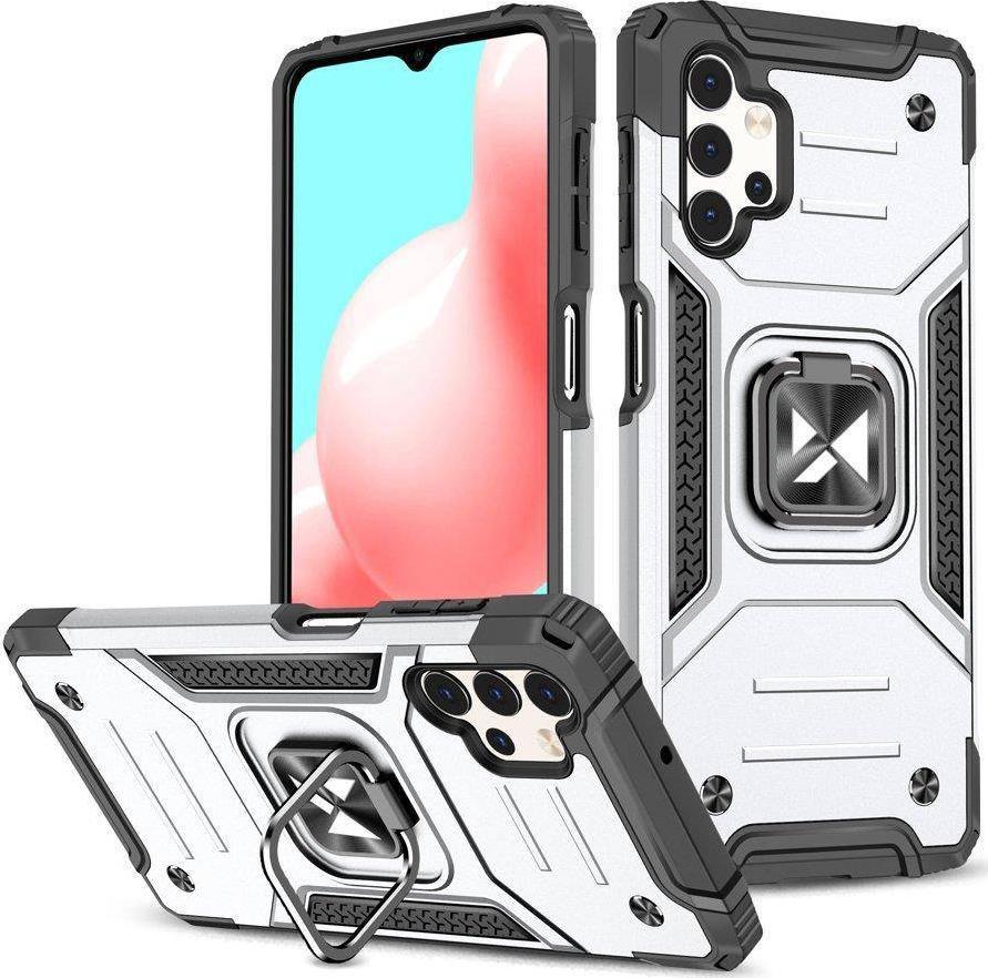 Wozinsky Wozinsky Ring Armor pancerne hybrydowe etui pokrowiec + magnetyczny uchwyt Samsung Galaxy A73 srebrny