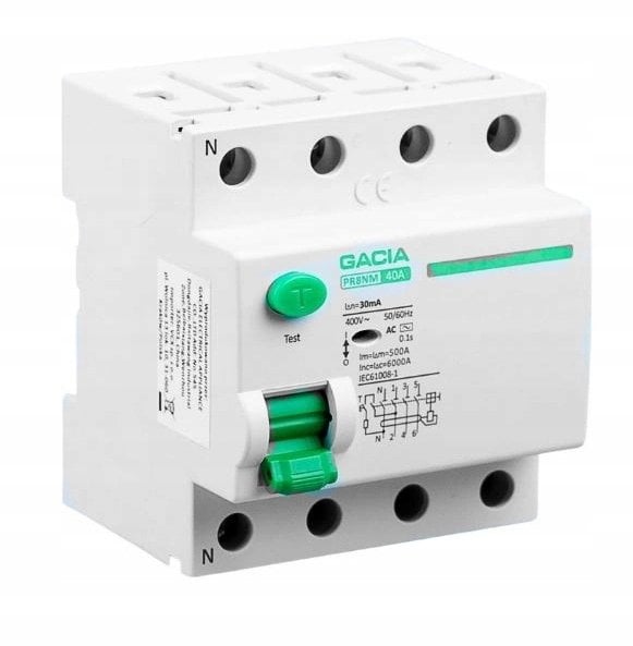 GACIA Wyłącznik różnicowoprądowy 63A, 30mA, 4P, typ A PR8NM 4P 63A 30MA A