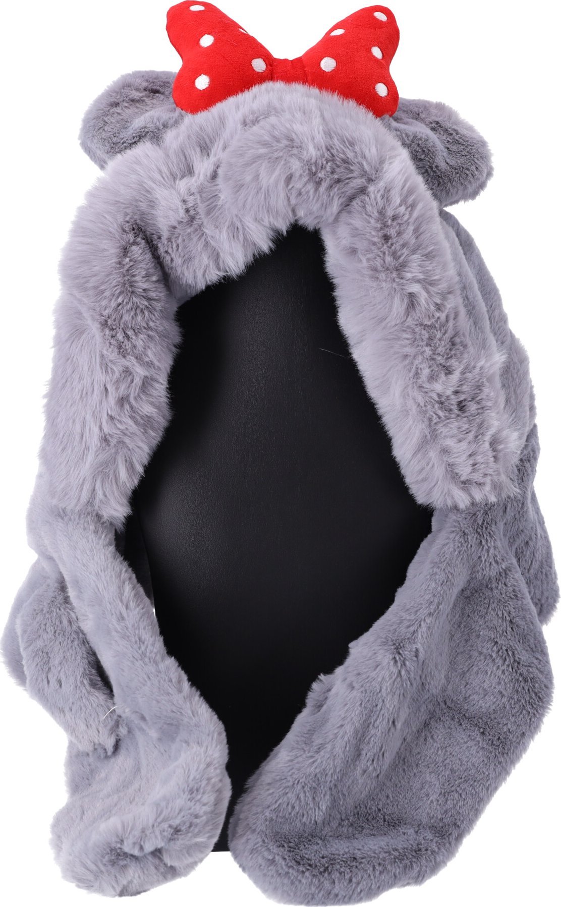 Hedo Dziecięca pluszowa czapka z szalikiem dla dzieci w wieku od 1 do 8 lat szara z czerwoną kokardą