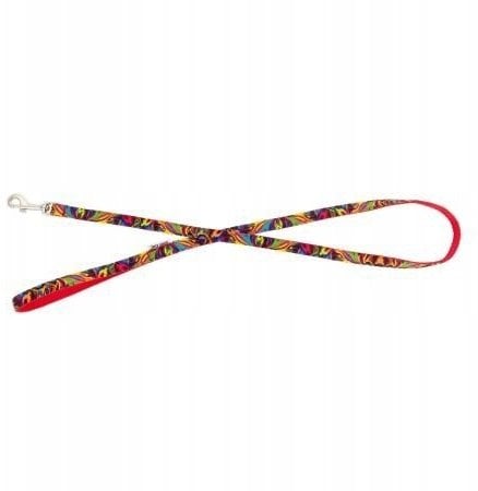 Smycz dla psa, czerwona, wzór picasso, taśma polipropylenowa, 10mm/120cm