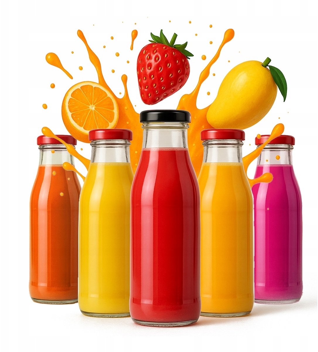 5x KUBUŚ 500ml butelki szklane na sok soczek mleko wodę syrop soki 0,5l