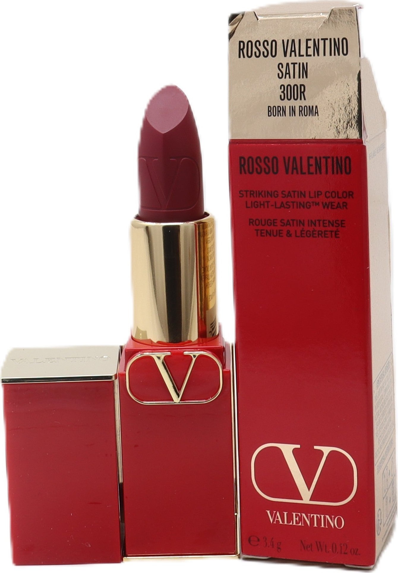 Valentino Valentino, Rosso, Satin Finish, Cream Lipstick, 300R, Refillable, 3.5 g For Women