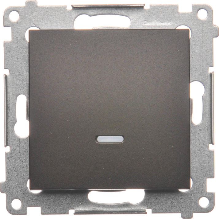 Kontakt-Simon Łącznik jednobiegunowy z podświetleniem brąz mat - DW1L.01/46