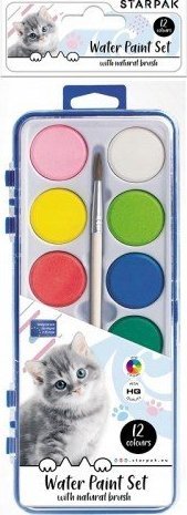Starpak Farby akwarelowe z pędzelkiem 12 kolorów Cuties