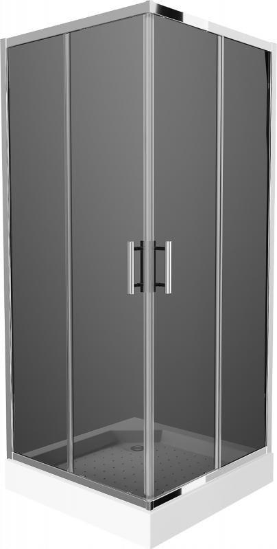 Mexen Mexen Rio kabina prysznicowa kwadratowa 90 x 90 cm, grafit, chrom + brodzik Rio, biały - 860-090-090-01-40-4510
