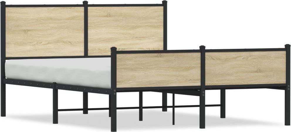 vidaXL Metalowa rama łóżka, bez materaca, dąb sonoma, 140x190 cm