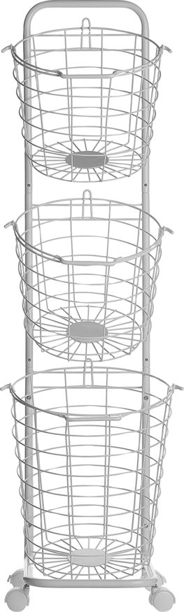 Beliani Stojak z 3 koszami na kółkach metalowy biały AYAPAL