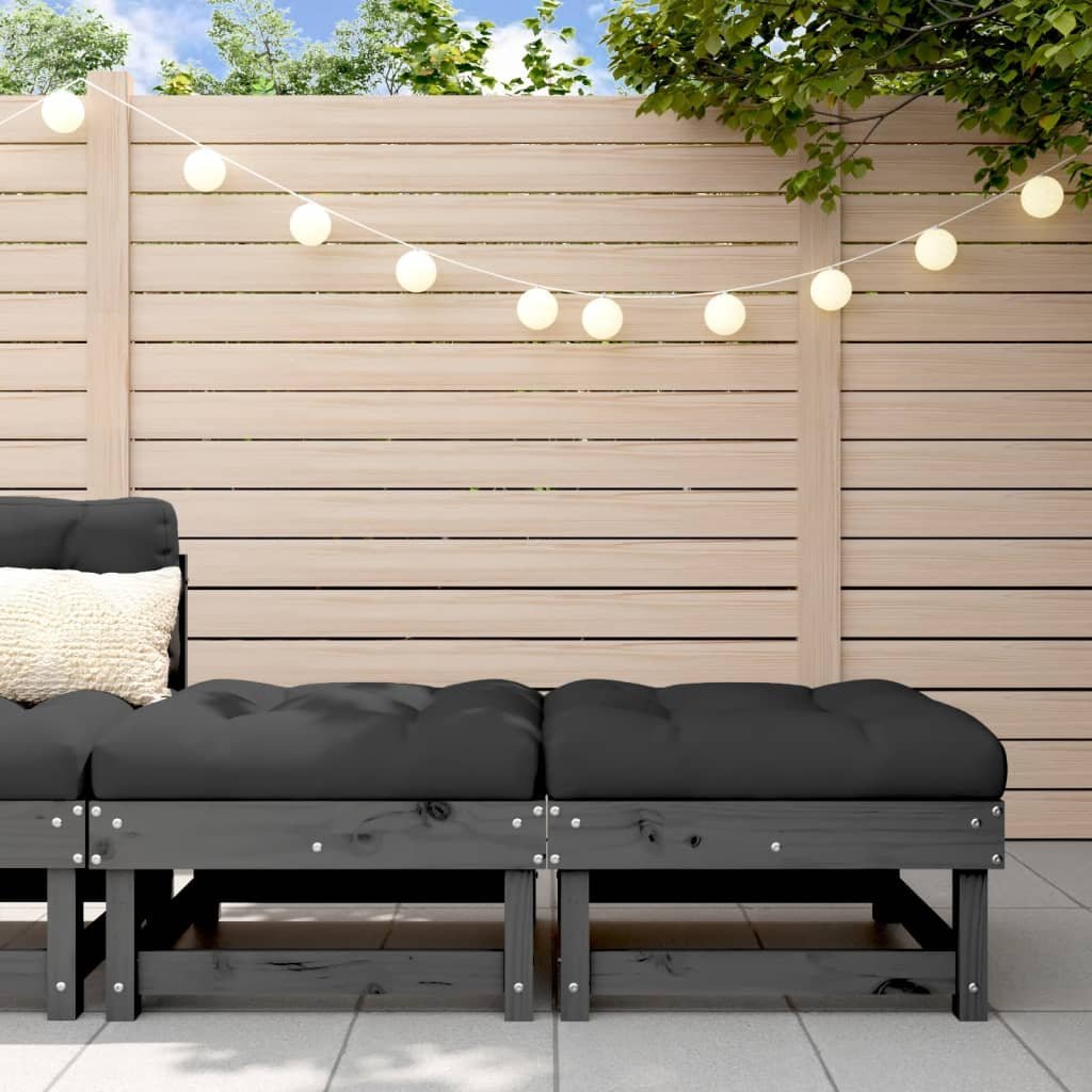 vidaXL vidaXL Podnóżki ogrodowe z poduszkami, 2 szt., szare, drewno sosnowe